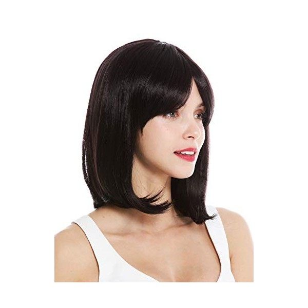 WIG ME UP - VK-3-3HDEEPVIOL Perruque dame courte longueur dépaules carré long lisse balayage brun foncé mèches violettes hig