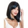 WIG ME UP - VK-3-3HDEEPVIOL Perruque dame courte longueur dépaules carré long lisse balayage brun foncé mèches violettes hig