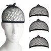 luoshaPUCY 3 Pièces Cap de Perruque Bonnet de Perruque Filet Femmes et Hommes Nylon Wig Cap Bonnet pour Cheveux Courts et Lon