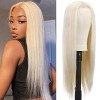 Perruques Blonde pour Femmes 4 * 4 avant de lacet Longues Cheveux raides perruques synthétique résistante à la chaleur pour u