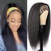 Yaki Headband Wigs Human Hair for Women Perruque Bandeau Cheveux Humain Bandeau Perruque Femme Naturelle Brésilien Perruque F