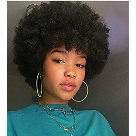 Xtrend 8 Pouces Courtes Afro Crépus Bouclés Perruques Noir Fluffy Afro Bouclés Cheveux Synthétiques Perruques Résistant À La 