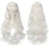 YEESHEDO 28"/70cm Gris Argent Bouclé Perruque Femme, Longue Ondulée Gris Blanc Synthétique Cheveux, Cosplay Anime Perruques 