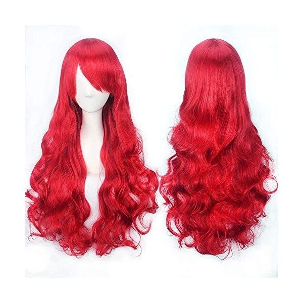 YEESHEDO 28"/70cm Gris Argent Bouclé Perruque Femme, Longue Ondulée Gris Blanc Synthétique Cheveux, Cosplay Anime Perruques ...