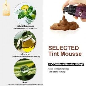 YIAE Lace Tint Mousse, 100ml Mousse de teinture pour perruques, toupets et postiches pour femmes Finition naturelle de la cou