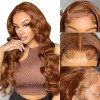 RXY Perruque Femme Naturelle Brésilien 18 Pouces 13x4 Body Wave Brun Clair 4 Perruque Cheveux Humain 180 Density Human Hair 