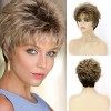 AIYLMZ Perruques Courtes Pixie Cut pour Femmes, Perruques de Cheveux Complets Synthétiques Naturels en Couches pour Femmes, U