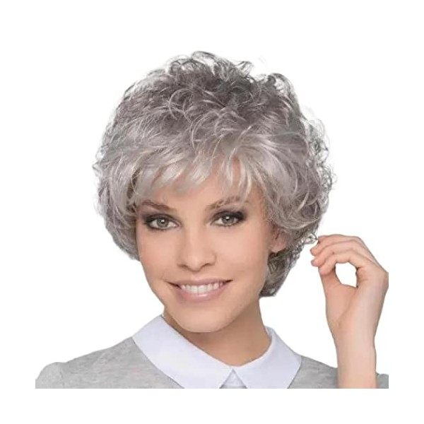 AIYLMZ Perruques Courtes Pixie Cut pour Femmes, Perruques de Cheveux Complets Synthétiques Naturels en Couches pour Femmes, U