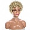 MNMNM PPerruques afro crépues bouclées pour femme noire perruque synthétique courte naturelle cheveux noirs 200g 8Inch, 613 