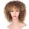 REVIVI Mixte Brun et Blonde Perruque Courte Afro Crépus Bouclés Perruques Synthétique pour les Femmes Noires Fiber Haute Synt