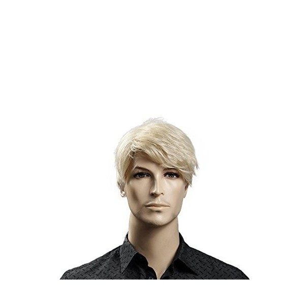 Kalyss Perruque Courte Droite Pour Hommes Blond Résistant à La Chaleur Premium Perruque Courte Blonde synthétique pour homme