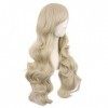 MapofBeauty 28 Pouces/70 cm Haut-température fibre Side Frange Longue Vague Bouclé Cheveux Cosplay Perruques Blond 