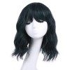 Leeven 14 Pouces Ombre Grey Bob Wig with Bangs Natural Wavy Hair Replacement Wigs with Fringe Short Grey Curly Wig for Woman 