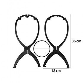 Lot de 2 présentoirs de perruques en plastique - Séchoir à perruque portable pliable - Noir