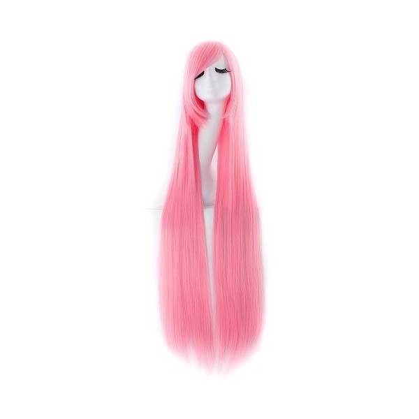 MapofBeauty 39 Pouce/100cm Lady Fashion Longue Ligne Droite Cheveux Animation Perruque Cosplay Perruque Brun 