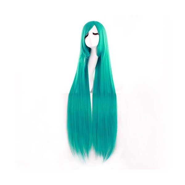 MapofBeauty 39 Pouce/100cm Lady Fashion Longue Ligne Droite Cheveux Animation Perruque Cosplay Perruque Brun 