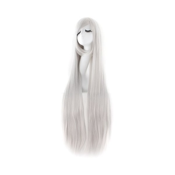 MapofBeauty 39 Pouce/100cm Lady Fashion Longue Ligne Droite Cheveux Animation Perruque Cosplay Perruque Brun 