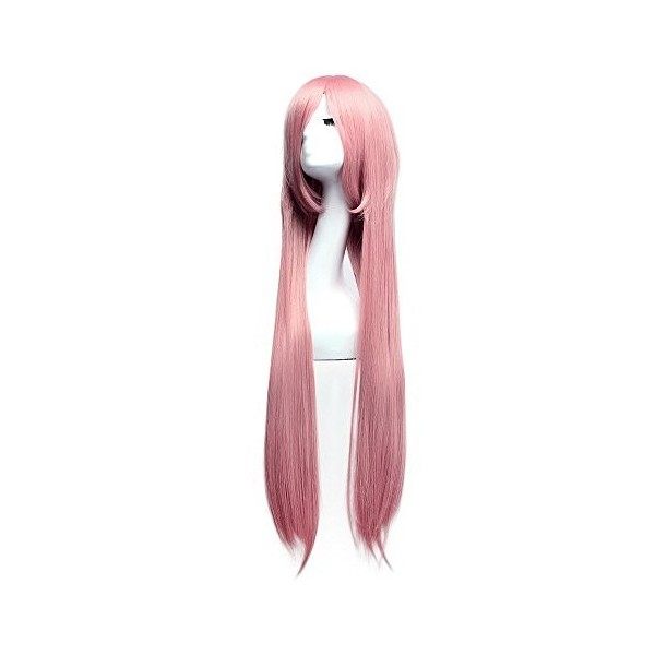 MapofBeauty 39 Pouce/100cm Lady Fashion Longue Ligne Droite Cheveux Animation Perruque Cosplay Perruque Brun 