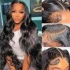 Ombre Highlight 13x6 Lace Front Wigs Human Hair MSGEM 18 pouces Body Wave Hair T Part HD Lace Front Wigs pour les femmes noir