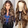 Ombre Highlight 13x6 Lace Front Wigs Human Hair MSGEM 18 pouces Body Wave Hair T Part HD Lace Front Wigs pour les femmes noir