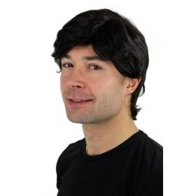 WIG ME UP - Perruque Pour Homme Noire, Courte Et Lisse, Avec Raie