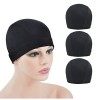 3 pcs Capuchon en Dôme pour la Fabrication de Perruque Filets à Cheveux Extensible pour Hommes Femmes Perruque Capuchon Noir