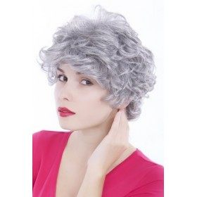 WIG ME UP - Perruque Pour Femme, Courte Et Bouclée, De Couleur Blanc/Gris