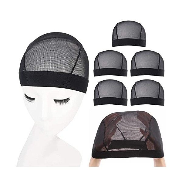 Xtrend 5pcs Mesh Spandex Dome Perruque Cap Parfait pour les perruques/Usage quotidien/Sports Filet de petite taille pour femm