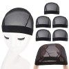 Xtrend 5pcs Mesh Spandex Dome Perruque Cap Parfait pour les perruques/Usage quotidien/Sports Filet de petite taille pour femm