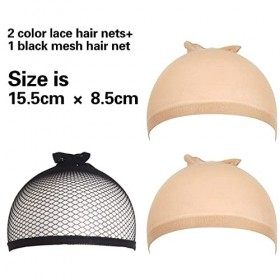 3 Pièces bonnet perruque femme,wig cap,bonnet perruque,Casquettes Filet Cheveux Perruque,Perruque Caps,Wig Cap pour Perruque,
