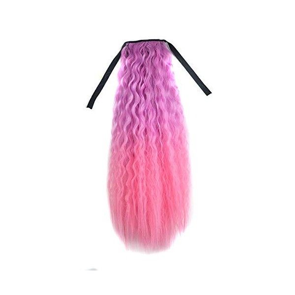 Perruque Femme Extensions de Cheveux de Clip de Queue de Cheval de Ruban de Couleur Dégradé Ondulé Bouclé Longue Queue de Che