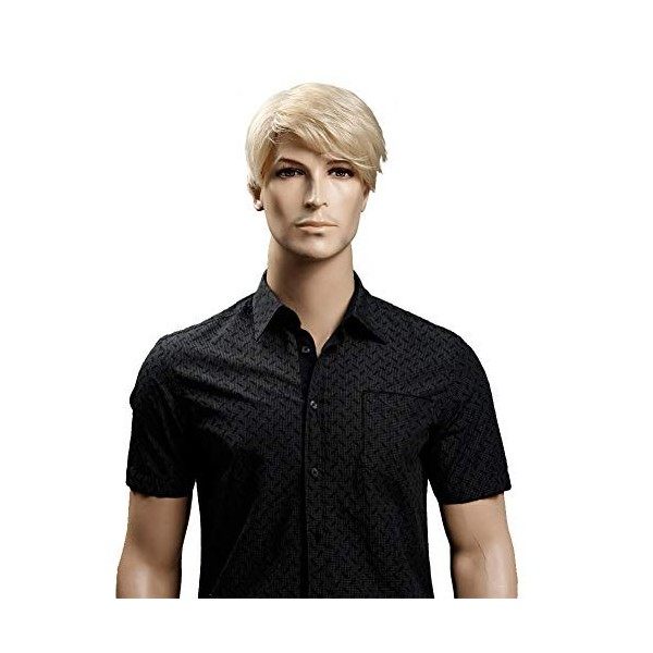 KOLIGHT Perruque blonde courte pour homme avec cheveux synthétiques naturels