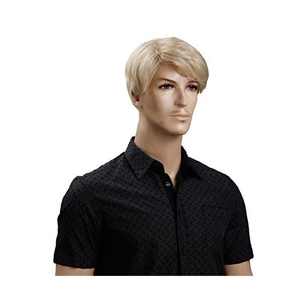 KOLIGHT Perruque blonde courte pour homme avec cheveux synthétiques naturels