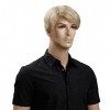 KOLIGHT Perruque blonde courte pour homme avec cheveux synthétiques naturels