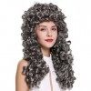 WIG ME UP - B17-2P-B-44 Perruque dame homme baroque renaissance roi gentilhomme boucles longues bouclées gris foncé