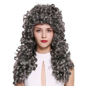 WIG ME UP - B17-2P-B-44 Perruque dame homme baroque renaissance roi gentilhomme boucles longues bouclées gris foncé