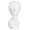 MapofBeauty 10 Pouce/25cm Hommes de la mode Cheveux bouclés courts de jeu de rôle Perruque Blanc 