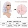 FAELBATY Mix Rose Wave Bob Perruques avec Frange Synthétique Cosplay Perruque pour Fille Longueur dépaule Perruque pour Femm