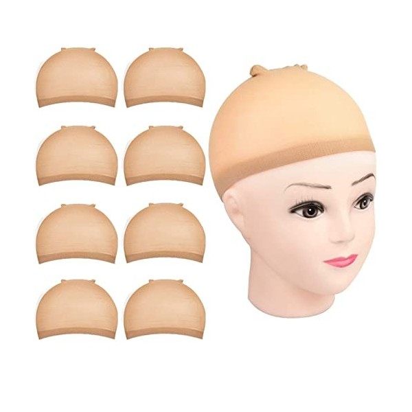 Morgles Lot de 8 bonnets de perruque nudes pour perruques, bonnets de perruque pour maintenir la perruque en place, extensibl