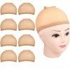 Morgles Lot de 8 bonnets de perruque nudes pour perruques, bonnets de perruque pour maintenir la perruque en place, extensibl