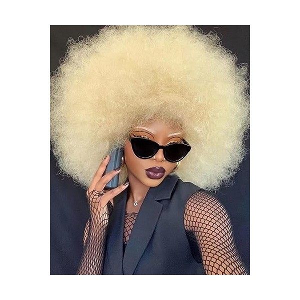 Annivia Perruques afro courtes bouclées de 25,4 cm pour femme noire, perruque afro des années 70 rebondissante, énorme perruq