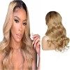 JcziJcx Perruque Blonde Lace Wig Human Hair 4x4 Free Part Lace Closure Wig 1b/27 Ombre Blonde Wig Human Hair Straight Wig Swi