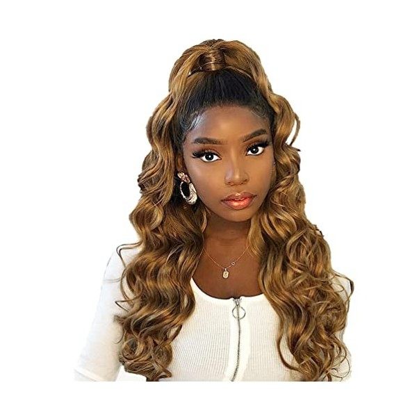 JcziJcx Perruque Blonde Lace Wig Human Hair 4x4 Free Part Lace Closure Wig 1b/27 Ombre Blonde Wig Human Hair Straight Wig Swi