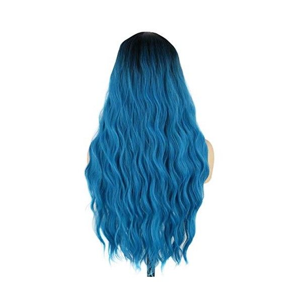 Topcosplay 24" Blond Ondulée Perruque pour Femmes et Filles Longue Bouclée Synthétique Perruque avec Racines Noires pour une 