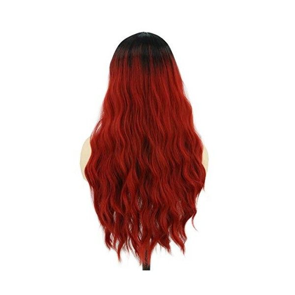 Topcosplay 24" Blond Ondulée Perruque pour Femmes et Filles Longue Bouclée Synthétique Perruque avec Racines Noires pour une 