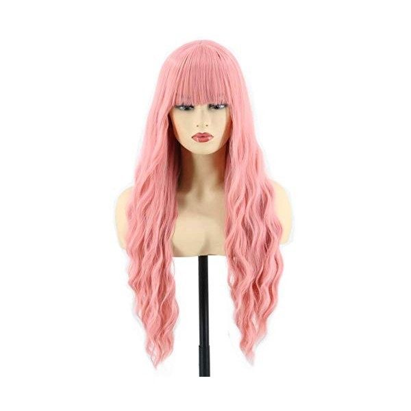 Topcosplay 24" Blond Ondulée Perruque pour Femmes et Filles Longue Bouclée Synthétique Perruque avec Racines Noires pour une 