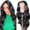 Perruques de cheveux humains HD transparents ondulés avec dentelle frontale pré-pincées, nœuds décolorés, sans colle, 10,2 x 