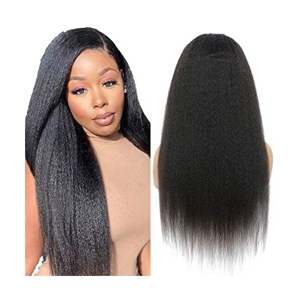 Perruque Femme Naturelle Wig Lace Front Human Hair 4x4 Lace Front Wig Perruque Cheveux Humains Femme Kinky Straight Hair Glue