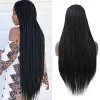 ROSEBONY Boîte Tressée Perruques pour Femmes Noires 75cm Longues Micro Tresses Noire Perruques avec Frange Fibre Synthétique 