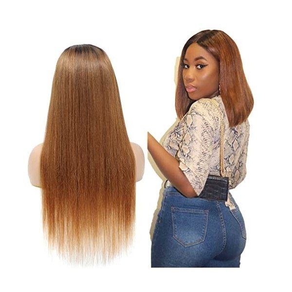 Ombre Lace Wig Human Hair Perruque Bresilienne Bouclée 150% Density 4x4 Lace Closure Wig Brazilian Wig Water Wave 1B/30 Color